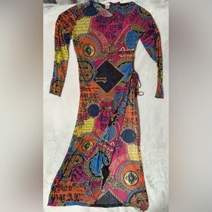 NYC Colorful Patterned Long Sleeve Dress